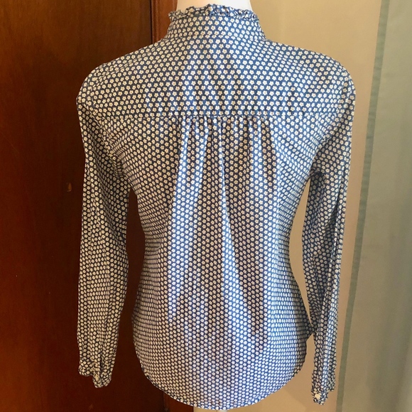 J.Crew Blue Ruffle Daisy Button-Down Shirt - Picture 2 of 8